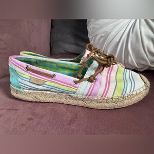 Sperry Top Sider Katama Pink/lime Striped Espadrille